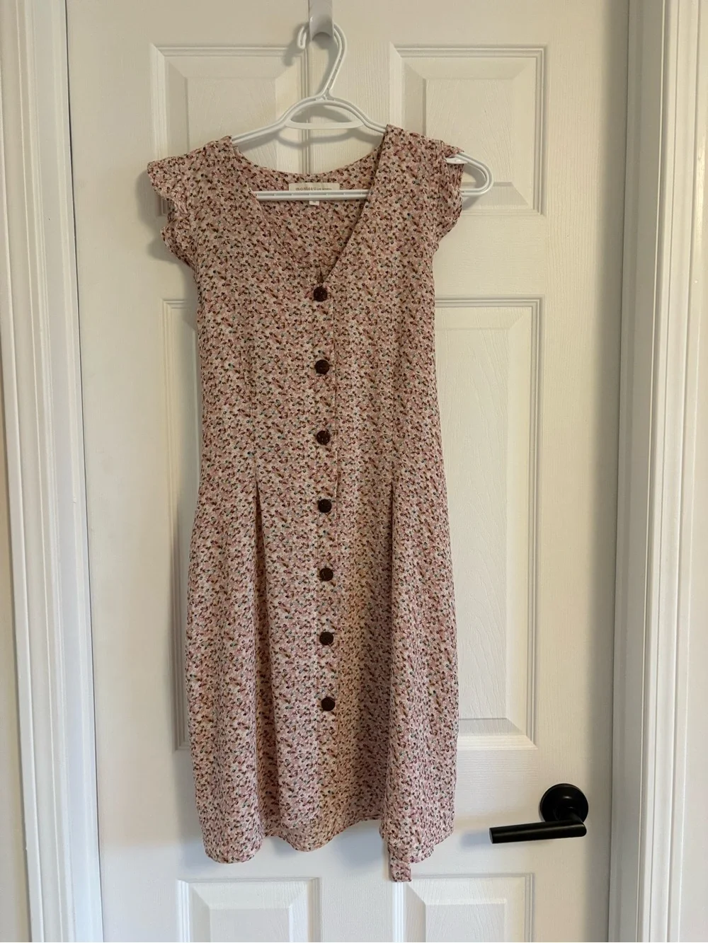 Thread & Supply Monteau Rose-Tan Floral Button Midi Dress - Picture 3 of 6